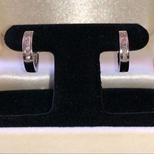 Diamond Huggie Hoop Earrings in White Gold